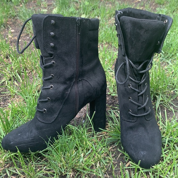 💓Sexy Suede Black Combat Boots from Spring💓 - Picture 2 of 5